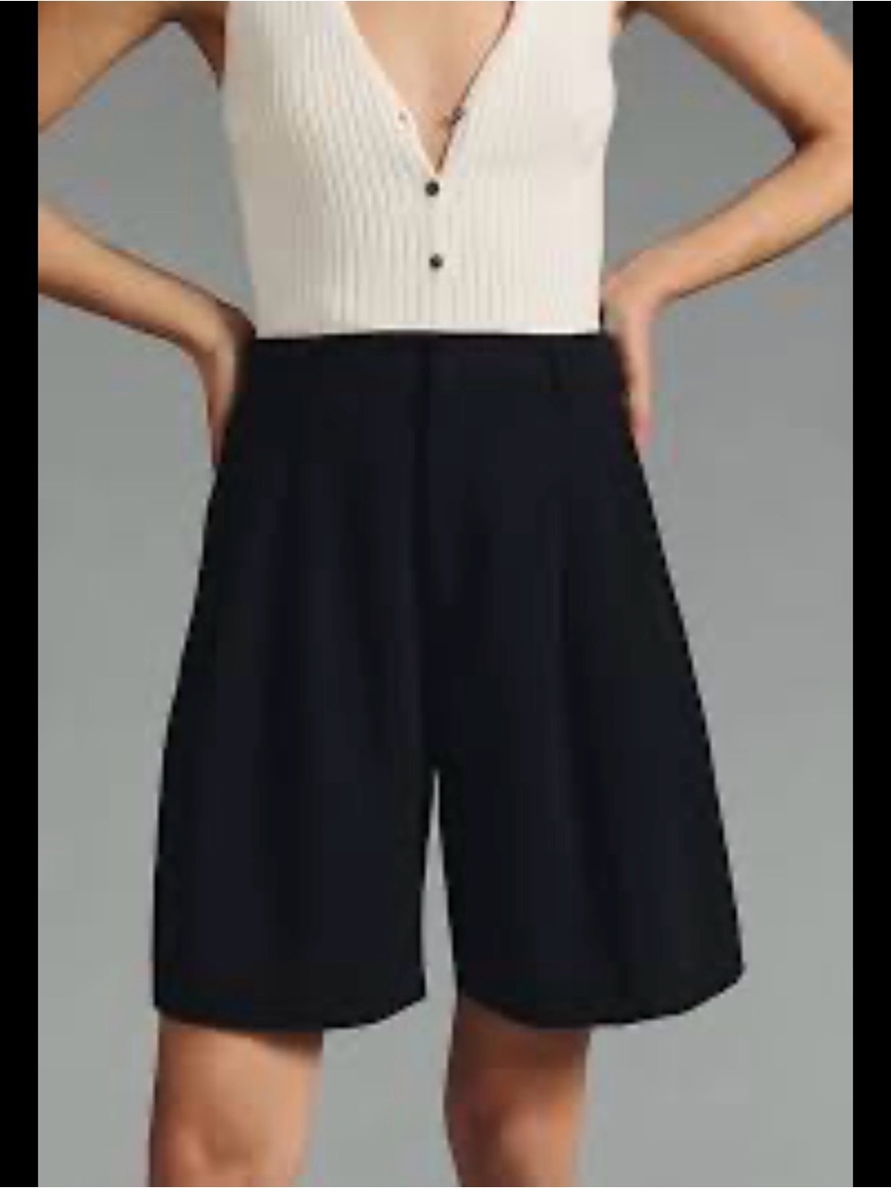 Maeve Black Wide-Leg High-Waist Shorts